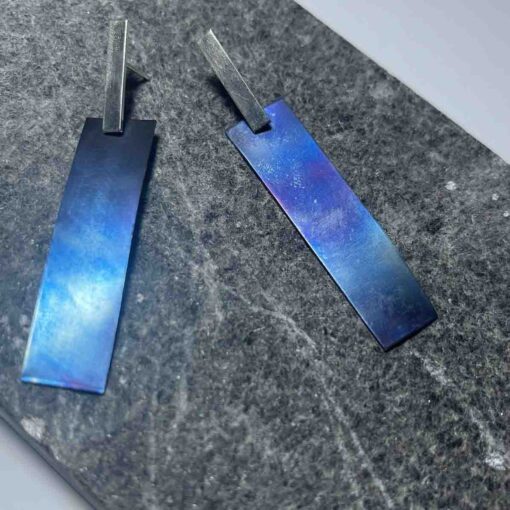 E218 Titanium long rectangle earrings