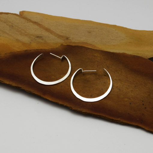 Hoop forged silver earrings. Made to order. E59 - Image 6