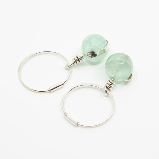 Fluorite green earrings with silver wrapping E247 - Image 3