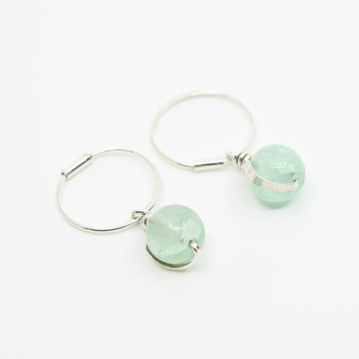 Fluorite green earrings with silver wrapping E247 - Image 2