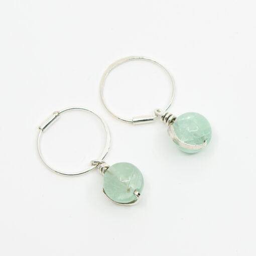 Fluorite green earrings with silver wrapping E247