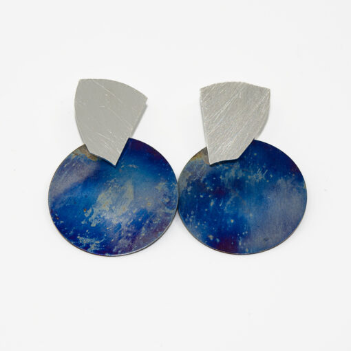 Blue macrocosm titanium and silver geometric shape E241 - Image 4