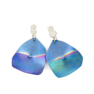 Titanium earrings rainbow line
