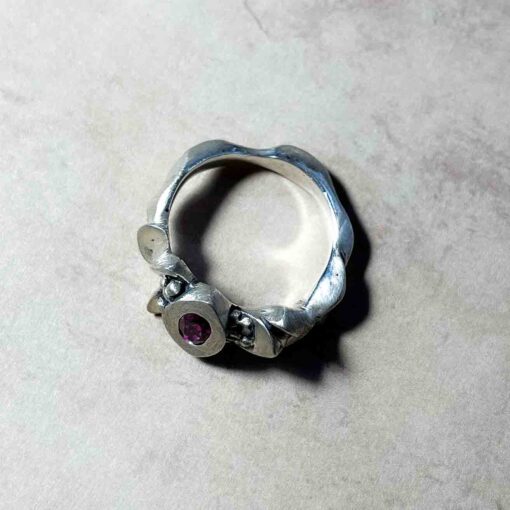 Garnet Silver Ring R77 - Image 2