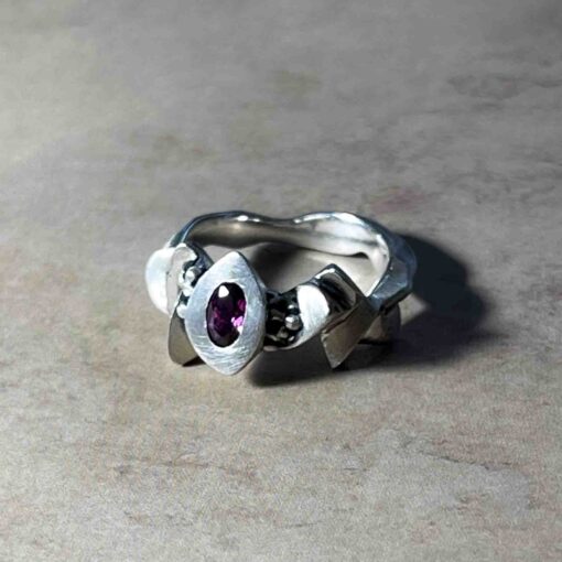 Garnet Silver Ring R77 - Image 3