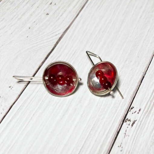 Red Jade Earrings E224 - Image 3