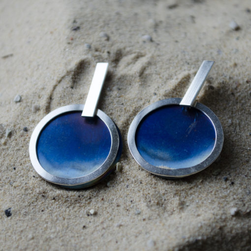 Blue earrings. Gorgeous Titanium dangle and drop earrings. Sterling silver. Unique jewelry. Contemporary jewelry. Handmade jewellery